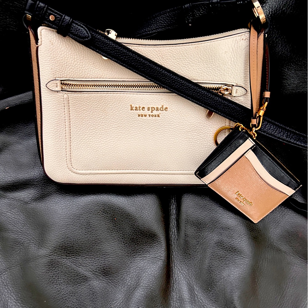 Kate Spade Cream and Black Crossbody Bag ‘credit card holder.